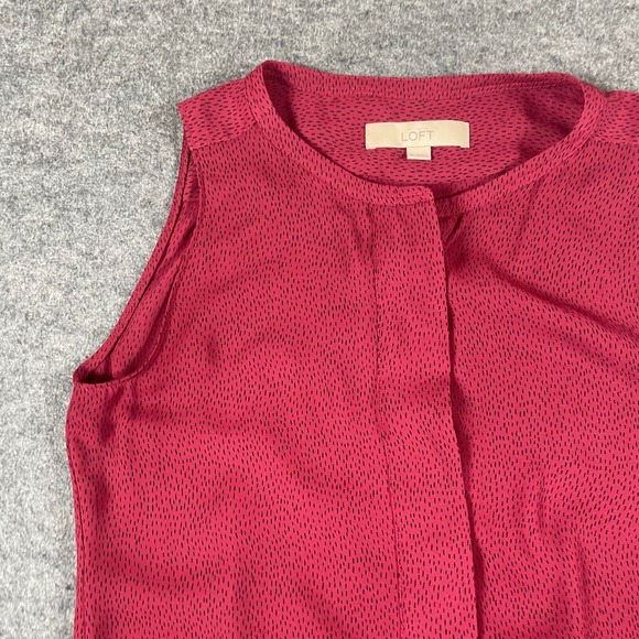 Loft Top Womens Extra Small XS Purple AOP Henley Sleeveless Lightweight Casual - Picture 5 of 11